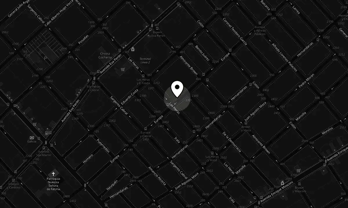 Mapa del barrio con la ubicación del local en Europa 316, Lomas del Mirador, Buenos Aires